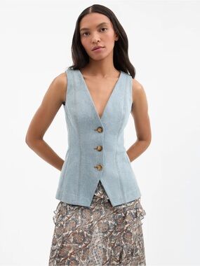 Veronica Beard Avalina Denim Vest- Blue Mirage Size 10